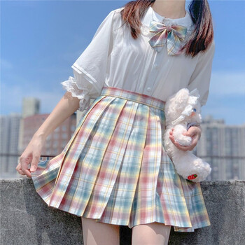 jk制服格裙套装正版全套水手服女装学生装学院风彩虹汽水短袖衬衫领花