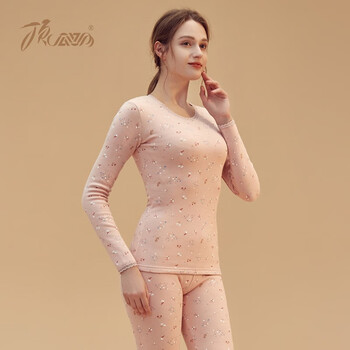 顶瓜瓜保暖内衣女秋冬棉加绒印花加厚贴身保暖内衣套装女zy400041 山