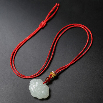 男女宝宝长命锁玉石玉坠小孩儿童挂件玉佩项链 如意锁吊坠 【红绳款】