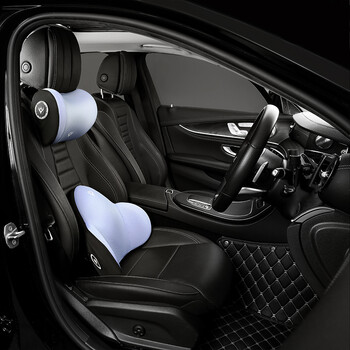 靠垫腰垫座椅靠背垫腰托靠腰枕橦华浅蓝泡泡层透气单个头枕震动按摩款