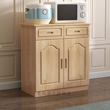 全实木松木餐边柜碗柜储物柜推拉门茶水柜客厅餐厅收纳柜子原木免漆