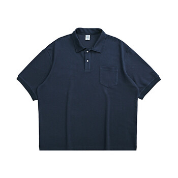 nted春夏新品国潮380g重磅太空布翻领男士休闲宽松polo衫藏蓝色m