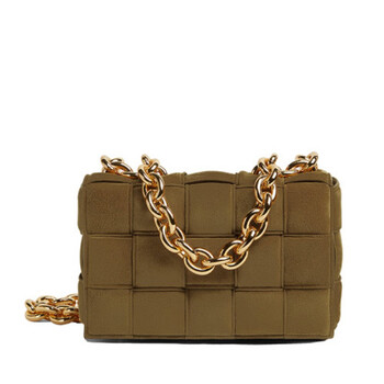 bottegaveneta宝缇嘉女士橡果色加衬intreccio编织绒面牛皮革斜挎单肩