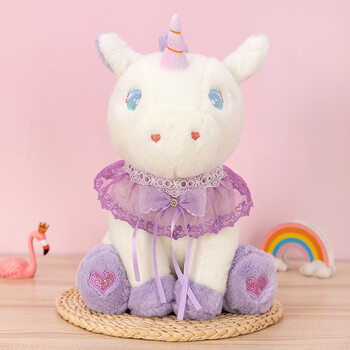 坐姿独角兽公仔玩具布娃娃玩偶萌可爱儿童玩偶生日礼物女孩紫色30厘米