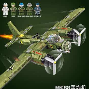 乐高lego大型重型轰炸机拼装玩具一战二战老式战斗飞机男孩军事积木