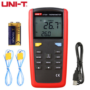 优利德（UNI-T）UT325 高精度测温仪双路接触式数显工业表面电子温度计附带探头