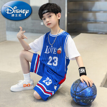 迪士尼disney儿童篮球服套装夏季男童短袖速干训练服女童足球服男孩
