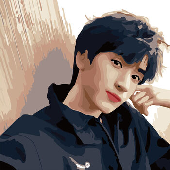 创意数字油画diy手绘专辑少年时代团涂色填色画装饰房间 22003严浩翔b