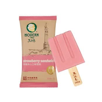 马迭尔modern草莓夹心6支装雪糕冰激凌盒装家庭装
