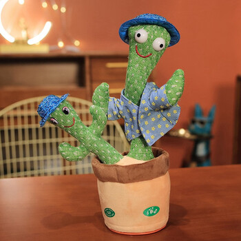 520创意跳舞仙人掌沙雕扭扭玩具生日礼物女孩男孩会说话会唱歌蓝帽子