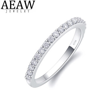 AEAW Jewelry白18K金培育钻石戒指排戒半满钻简约款戒指实验室培育钻石 20粒1.5mm（约30分