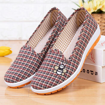 蓝尹情脚蹬舒适鞋软底一女滑中老年人单鞋新款布鞋妈妈平跟定制红色35