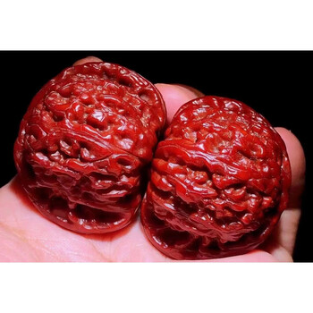 柒畔文玩核桃手把玩手盘机刷包浆手玩把件四座楼狮子头麒麟纹官机刷