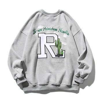 naheacn南鹤2022春季日系字后背大r圆领卫衣男士休闲宽松青少年套头