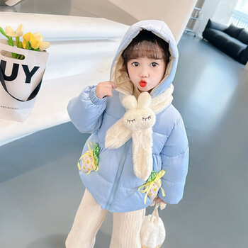 fqaq女童羽绒棉服冬季加厚2宝宝冬装儿童棉衣小童韩版可爱棉袄3岁潮