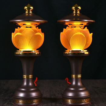 梵泽福佛教用品供佛灯长明灯莲花灯佛灯一对家用佛前供灯佛具神台灯