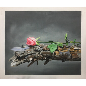 手绘写实静物油画-一枝花,尺寸50/60厘米 此画为画芯,无裱框,油画布
