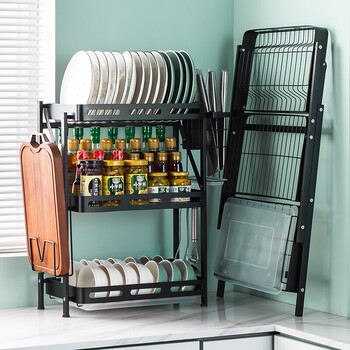 厨房置物架可折叠碗碟架调料瓶架调味架刀架砧板架沥水架收纳架带挂钩
