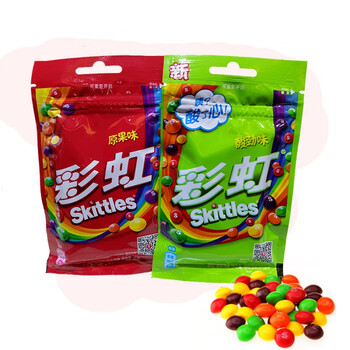 玛氏彩虹糖 45g/袋装 美国玛氏箭牌彩虹糖 缤纷充气原果莓酸劲休闲