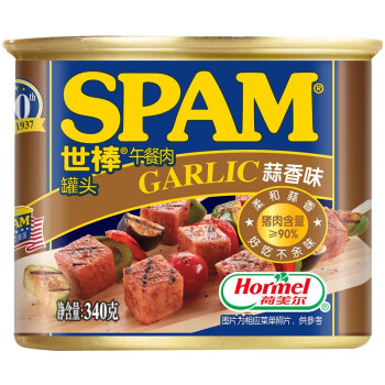 世棒（SPAM）午餐肉罐头蒜香口味340g 开罐即食早餐三明治火锅烧烤麻辣香锅香肠烤肠火腿