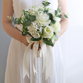 手捧花森系韩式永生新娘手捧花道具仿真鲜花束结婚婚礼影楼婚纱摄影白色 图片价格品牌报价 京东