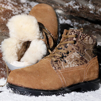 绿野客冬季羊毛棉靴男鞋防寒中老年保暖棉鞋爸爸大头鞋靴东北雪地靴