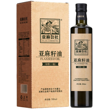 亚麻公社 亚麻籽油一级冷榨胡麻油月子油食用油500ml