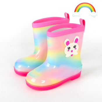 女童雨鞋防滑幼儿园女童宝宝水鞋防水女孩水鞋女款儿童雨靴 彩虹兔 内