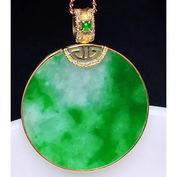 织悦匠冰种飘绿圆牌吊坠缅甸a货翡翠玉石珠宝七夕情人节礼物送男女友