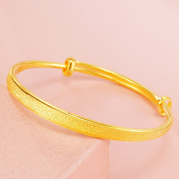 连箫仪黄金推拉手镯女时尚平面18k金古法传承推拉镯子送礼 款式一粗砂