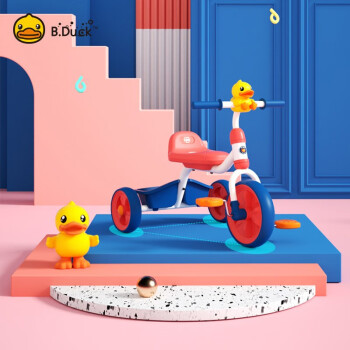 B.Duck小黄鸭儿童三轮车脚踏车1-3岁宝宝婴幼儿小车玩具童车 红色