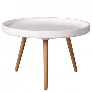 北欧居家圆茶几现代简约边桌日式创意圆咖啡桌小圆几白橡木茶几 白色