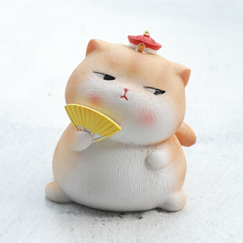 恒愎可爱宫廷猫咪摆件 国潮古风树脂工艺品桌面车载摆件装饰生日礼物
