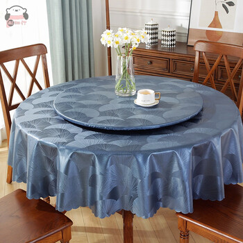 大圆桌餐桌带转盘的桌布桌布防水防油免洗防烫圆形桌套防滑家用圆形