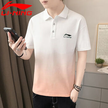 李宁男士polo衫短袖t恤衬衫领男2023夏季潮流运动休闲翻领半袖上衣男1