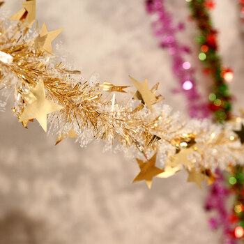 拉花毛条商场酒吧幼儿园布置结婚车队婚房元旦节新年装饰香槟金彩条