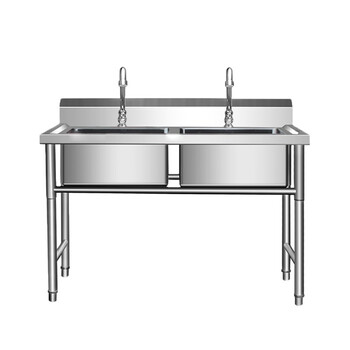 启道不锈钢水池水槽双槽拉丝洗菜盆洗碗池酒店厨房水槽1206080cm双池