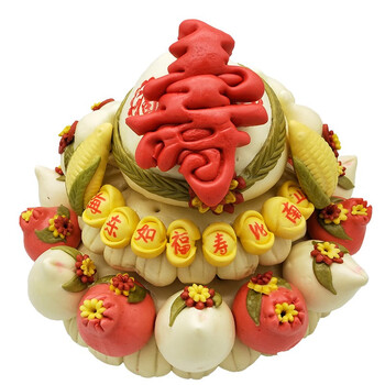 馒头蒸寿桃福寿康泰花馍馍生日蛋糕面点老人祝寿过寿生日礼品面食11斤