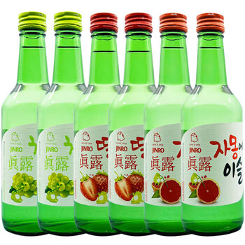 真露 jinro烧酒 韩国进口 利口酒 果味果酒 微醺 360ml*6瓶 葡萄味*2