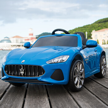 vieruodis儿童电动车四驱小孩宝宝带遥控汽车可坐人顶配烤漆蓝软轮皮