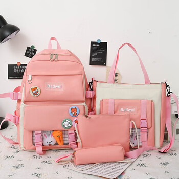 溥畔书包女韩版初高中学生大容量大学双肩包小学生背包新款轻便小粉色