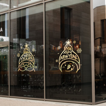圣诞节装饰新年窗贴创意卡通玻璃门贴纸商场店铺节日活动装扮橱窗场景