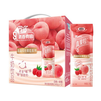 蒙牛 真果粒 牛奶乳品 白桃树莓口味240g×12包(礼盒装) 青春有你3