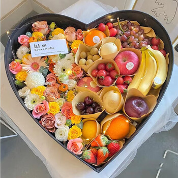 水果鲜花礼盒空盒网红爱心礼盒心形水果花盒圆形透明鲜花包装盒空盒