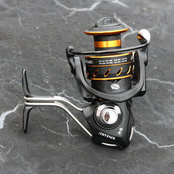 鱼竿海竿水滴轮滴轮海竿轮鱼线轮双轴承系统鱼轮 黑色 1000系列左右手