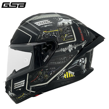 gsb全盔摩托车头盔 机车 赛车 街车跑车全盔361gt大尾翼 哑黑太空舱