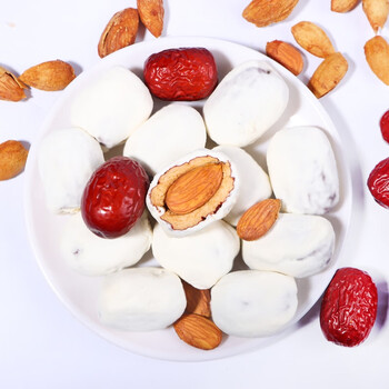 隆嘉盛奶枣巴旦木夹心网红精选奶香浓郁红枣灰枣营养零食125克/袋