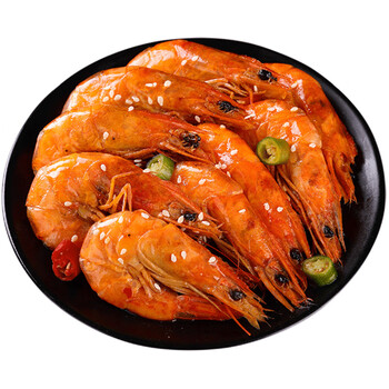 香辣口味虾对虾海鲜熟食即食麻辣基围虾零食200g罐装10只香辣味