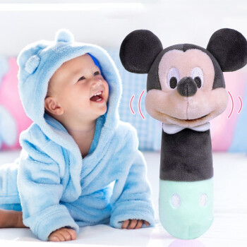 迪士尼Disney 米奇摇铃棒婴幼儿手摇铃软布质毛绒玩具宝宝响铃手握拿定制婴儿bb棒HWDSN066