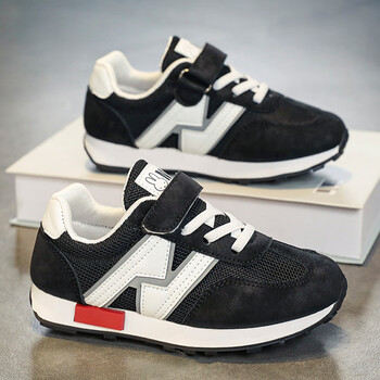 永高人女童鞋运动鞋新款春秋网面阿甘鞋中大童小学生洋气老爹鞋黑色27